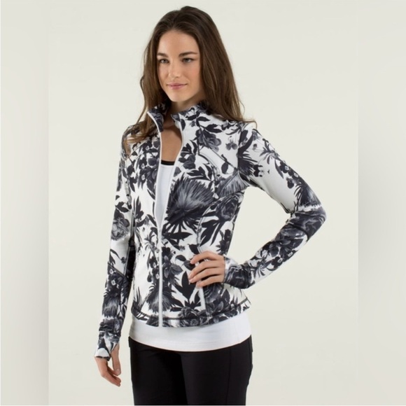 lululemon athletica Jackets & Blazers - Lululemon Athletica Black and White Floral Jacket